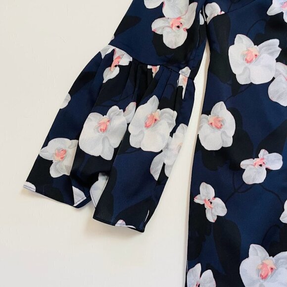 NWT Banana Republic Dress Orchid Floral Bell Sleeve Shift V Neck Spring Cherry 2 - Picture 4 of 9
